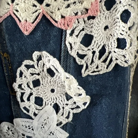 Reworked Upcycled Women's Denim Jacket Boho Bohemian Casual Size XXL Plus Size - Picture 5 of 10